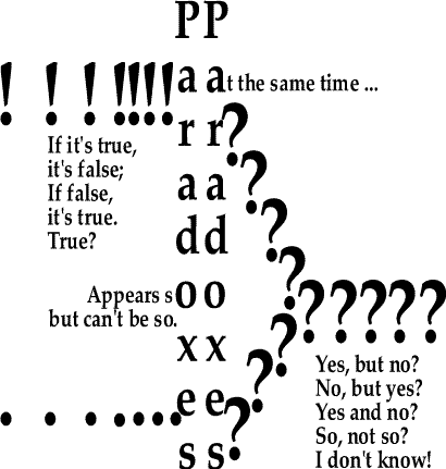 Paradoxes.   A concrete poem by Michael P. Garofalo.